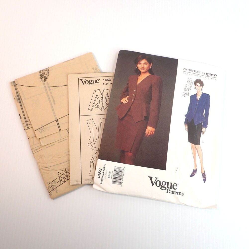 Vtg Vogue Emanuel Ungaro Paris Original Sewing Pattern 1453 SZ 6 8 10 FF
